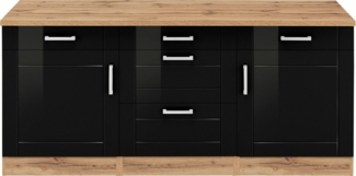 KOCHSTATION Unterschrank KS-Tinnum 180 cm breit, Metallgriffe, MDF Fronten, 3 Schubkästen, 2 Auszüge