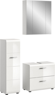 INOSIGN Badezimmer-Set, (Set, 3-St), Florenz, Badkombination 3-tlg, Weiß hochglanz tiefzieh, Standschrank