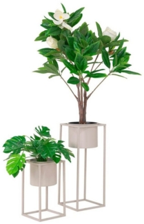 House Nordic Blumentöpfe, Stahl, beige grau, 2er Set