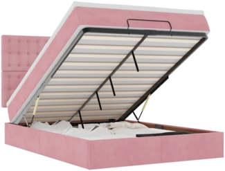 vidaXL Ottoman-Bett mit Matratzen & LEDs Rosa 140x200 cm Samt 3314473
