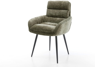 Esszimmerstuhl Abelia-Flex mit Armlehnen Chenille Olive 4-Fuß konisch Schwarz
