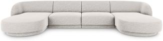 Micadoni 5-Sitzer Panorama Sofa Miley | Bezug Light Grey | Beinfarbe Black Plastic