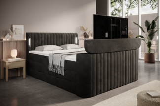 wonello Boxspringbett FLY mit TV-Lift, mit Bettkasten, TFK-Matratzen und premium Topper, LED-Beleuchtung