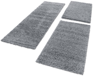 Carpettex Hochflor-Bettumrandung Unicolor - Einfarbig, Höhe 30 mm, (Bett-Set, 3-tlg, Bettvorlage), Schlafzimmer Teppich Bettumrandung Läufer Set 3 teilig