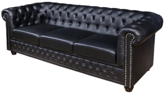 riess-ambiente 3-Sitzer CHESTERFIELD 205cm schwarz, Einzelartikel 1 Teile, Wohnzimmer · Sofa · Kunstleder · Holz · Federkern · Design