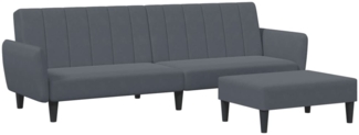 vidaXL Schlafsofa 2-Sitzer mit Fußhocker Dunkelgrau Samt 3216251