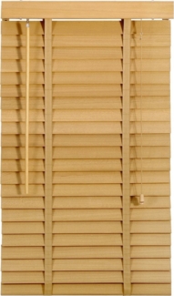 Sekey Jalousie Holzjalousie 50 mm Lamellen Fensterjalousie Blickschutz Jalousie, Klemmträger mit Feststellschraube, Fenster & Tür Echtholz Rollo 70x130 cm Holzrollo Naturholzfarbe