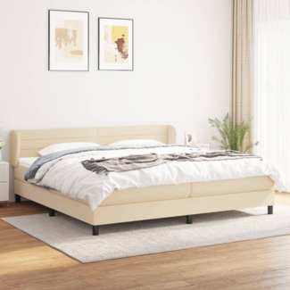 vidaXL Polsterbett mit Matratze Stoff Creme 200 x 200 cm