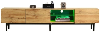 MODFU TV-Schrank TV-Lowboard Sideboard Beistellschrank (175 (L) x 31 (W) x 41 (H) cm Braun) mit Holzmaserung, 7 Arten von LED-Leuchten