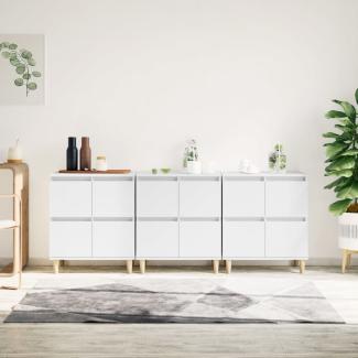 vidaXL Sideboards 3 Stk. Weiß 60x35x70 cm Holzwerkstoff 3185767