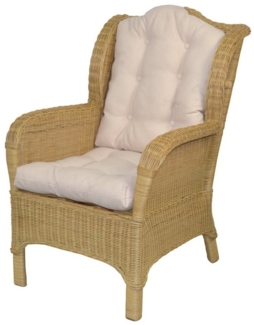 Rattansessel, Ohrensessel, Nostalgie-Sessel, handgeflochten, mit Kissen