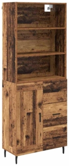 vidaXL Highboard Altholz 69,5 x 34 x 180 cm Engineered Wood und Glas 3415688