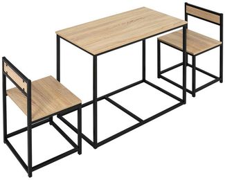 HOMCOM Essgruppe Esstisch mit 2 Stühlen, (Esszimmergruppe, 3-tlg, Küchentisch-Set), für kleine Räume, Küche, Wohnzimmer, Eiche
