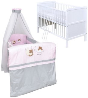 Baby-Delux Komplettbett Babybett Jack Komplettset, 10-tlg, Kinderbett 70x140 cm weiß, Bettset verschiedene Designs