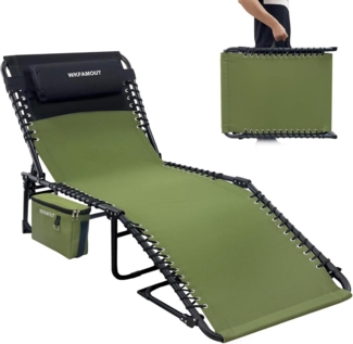 Klappbare Sonnenliege Campingliege 5-Stufig Grün Gartenliege 190x59CM