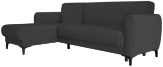 Dmora Schlafsofa mit Halbinsel Aber, Wende-Ecksofa, Modernes Sofa mit Stauraum, Chaiselongue und 3 Kissen, 230 x 153 x 85 cm, Anthrazit