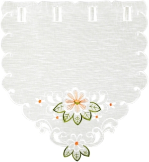 ARSVITA Fenstergardine mit Stickerei, Blumen oder Schmetterlingen bestickte 35x40cm Fensterbild, in vielen verschiedenen Designs verfügbar (Farbe: Grün - Orange)
