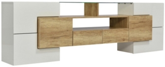 Celya TV-Schrank TV-Schrank, Lowboard,Weiß, 200 cm, LED-Beleuchtung, Wohnzimmermöbel Stilvoller TV-Schrank