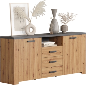 Sideboard Follow in Eiche Artisan und grau 180 x 83 cm