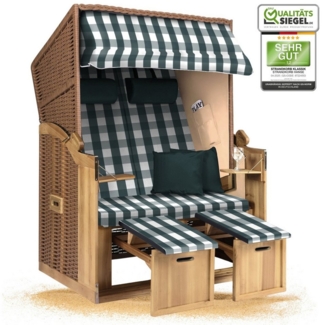 Strandkorb Hanse Strandkorb Strandkorb 2-Sitzer Ostsee Volllieger in Natur Beige Grün, BxTxH: 120x80x160 cm, Ostsee Volllieger, Ostsee 2-Sitzer Modell 2025, Stabiles Wacholder mit handgefertigtem Polyrattangeflecht