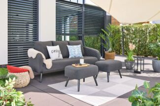Primaster Lounge Möbelset Estoril Anthrazit Lika Tex Bezug Garten Möbel Hocker
