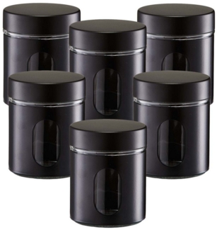 6 Stück Vorratsglas mit Metalldeckel, schwarz - Ø 10,2 x 12,5cm