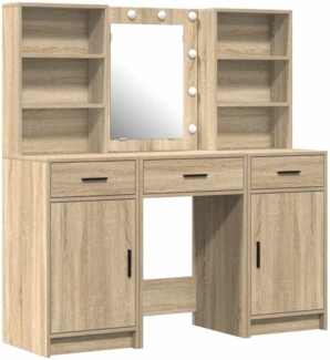 vidaXL Schminktisch Set mit Regal 3 pcs Sonoma-Eiche Holzwerkstoff 3334292