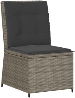 vidaXL Garten-Sofa mit Kissen Grau Poly-Rattan 3394478