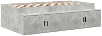 vidaXL Bettrahmen mit Schubladen Beton Grau 90 x 200 cm Holzwerkstoff 3335192