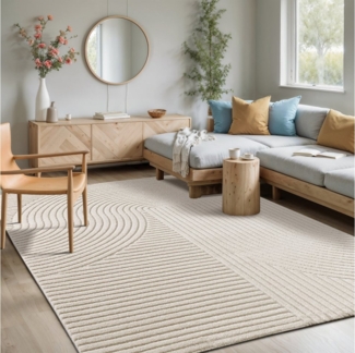 merinos Teppich Elio, rechteckig, Höhe: 16 mm, moderner Kurzflor Teppich mit Hoch-Tief-Effekt, 3D Effekt