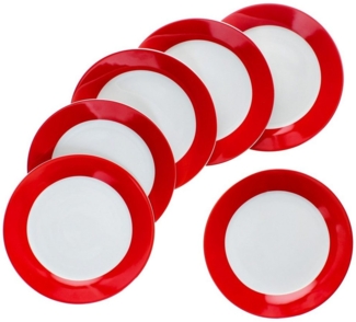 MamboCat Frühstücksteller 6er Set Variant Rot Kuchenteller bunte Frühstücks-Teller Dessert
