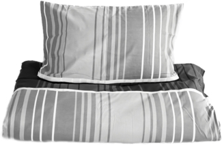 2 teilige Bettwäsche-Set 155x220 cm mit Kissenbezug 80x80 cm mit Reißverschluss aus Mikrofaser Grau