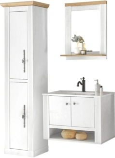 Home affaire Badmöbel-Set WESTMINSTER, Bad im Landhausstil, 3-teiliges Badezimmer, (3-St), Hänge-Waschtisch, Spiegel, Hochschrank, in 2 Farben, Breite 150 cm
