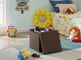 Zedelmaier Sitzbank Sitzbaenk mit Stauraum Sitzhocker Fußbank,Aufbewahrungsbox faltbar (ZD38PVC), Belastbar bis 300 kg, Spielzeugtruhe mit Stauraum, Deckel abnehmbar