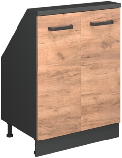 Küchenschrank für Dachschrägen R-Line Goldkraft Eiche 60 cm mit 2 Türen Vicco