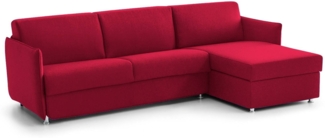 Dmora Schlafsofa mit Halbinsel Scordia, Wandelbares Ecksofa für das Wohnzimmer, gepolstert, abnehmbar, 100 % Made in Italy-Qualität, 260x160 h90 cm, Rot