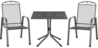 SIENA GARDEN Elda Set 3-teilig Stapelsessel + Tisch 80 2 x Stapelsessel + 1 x Tisch 80 x 80 cm
