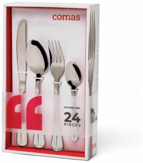 Comas Besteck-Set Baguette S 24-tlg, Tafelbesteck, Edelstahl 18/10, Silberfarben, 7121