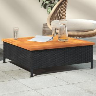 vidaXL Gartentisch Schwarz 70x70x25 cm Rattan und Akazienholz 3281629