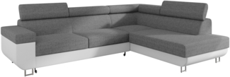 Mirjan24 'Fonti' Ecksofa, mit Bettkasten und Schlaffunktion, Weiß/Grau, Rechts