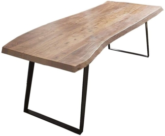 Esstisch Baumkante massiv Akazie natur 200x100 schwarz Halmstad 525398