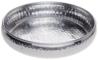 Marrakesch Orient & Mediterran Interior Tablett Orientalisches Tablett Schale aus Metall Fidan 34cm Silber, Handarbeit