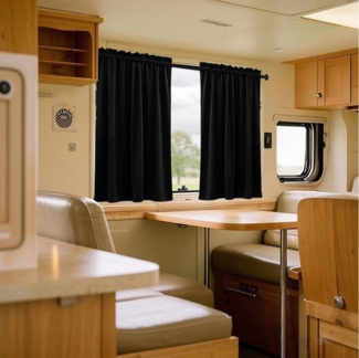 Jibenhome Vorhang Wohnwagen Kurze Vorhänge,Samt Verdunkelungsvorhänge,Schwarze Gardinen (2 St), Lichtschutz, Lichtschutz,Sonnenschutz,Vorhang für Wohnwagen, Kinderzimmer