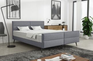 Polsterbett Doppelbett CREMONA 140x200cm Stoff Gemma Dunkelgrau ohne Matratze