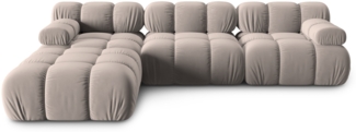 Micadoni Modulares Sofa Bellis 4-Sitzer mit flachem Modul Samt Bluvel Cappuccino