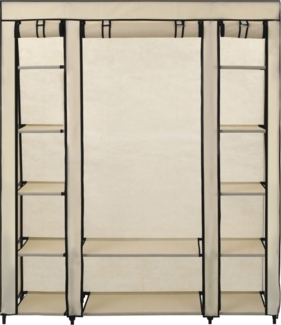 vidaXL Stoffschrank mit Fächern Kleiderstangen Creme 150x45x176cm 282435
