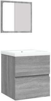 vidaXL Waschbeckenunterschrank mit Waschbecken Spiegel Grau Sonoma 3114177
