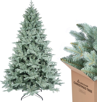 SALCAR 210 cm Künstlicher Weihnachtsbaum aus 80% PE, Natürliche Blaugrau Tanne, Christbaum mit Schnellaufbau-Klappsystem und Metallständer