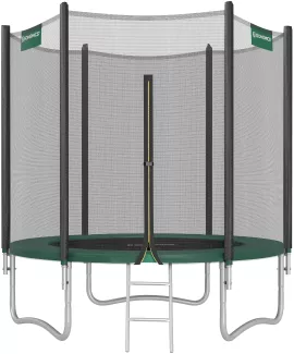 Songmics Trampolin mit Sicherheitsnetz, Leiter und gepolsterten Stangen, schwarz-grün, Ø 183 cm