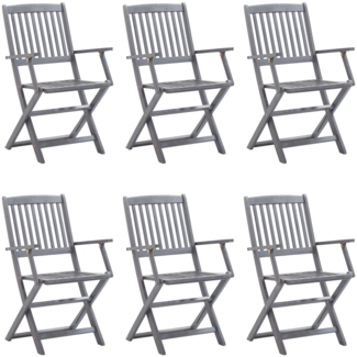vidaXL Klappbare Gartenstühle 6 Stk. mit Kissen Massivholz Akazie 3065421